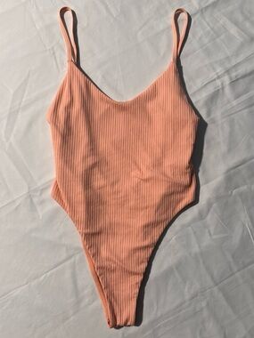 Vitamin A Peach Ribbed One-Piece Swimsuit